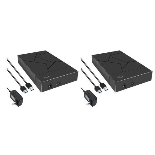 2X 3.5 Inch HDD Enclosure USB 3.0 to  Hard Drive Case SSD Enclosure External Solid State Hard Drive Disk Box-US Plug