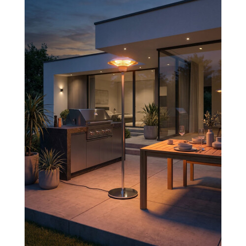 Beliani Freestanding Infrared Patio Heater ASKJA 1500 W Silver 1