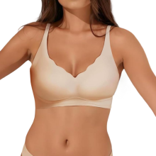 Sujetador de Mujer Sin Costuras Push Up Cómodo Ajustable Elástico Beige L — bralette mujer, sujetador sin aros