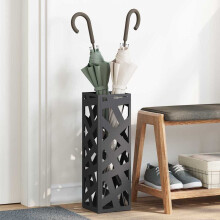 vidaXL Umbrella Stand with Storage Black 15.5 x 15.5 x 49 cm Metal