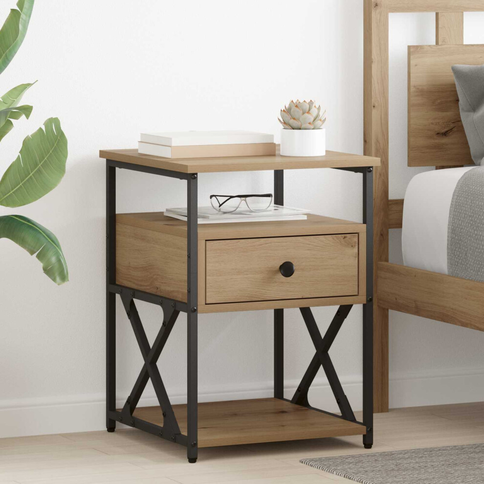 Vidaxl Bedside Cabinet With Drawer 2 Pcs Artisan Oak 40 X 42 X 55 Cm