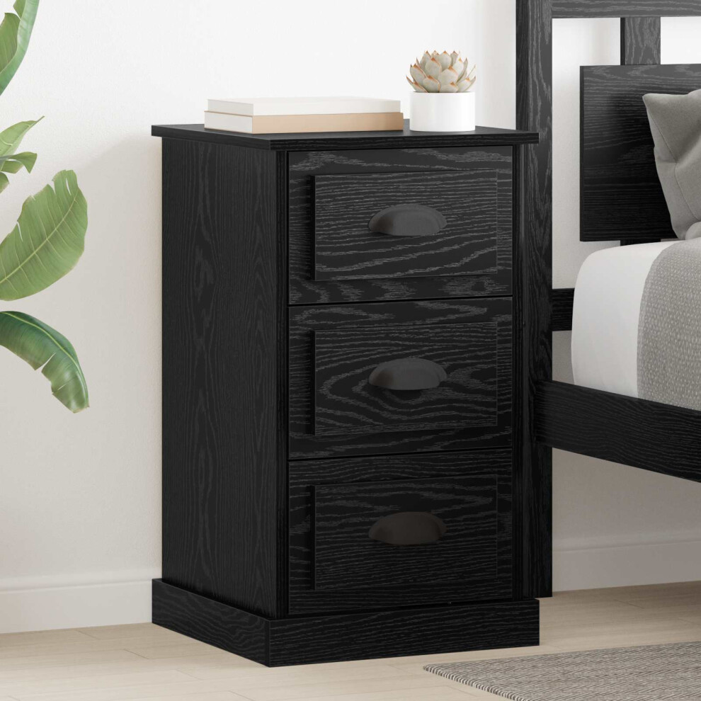 Vidaxl Bedside Cabinet Black Oak 39 X 39 X 67.5 Cm Engineered Wood