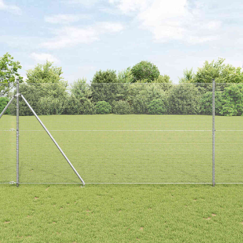 Vidaxl Welded Wire Fence With Spikes 50 X 1.5 M Silver Mesh