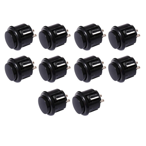 10 Pcs Arcade Buttons 24Mm Responsive Arcade Buttons for Gaming Enthusiasts Black