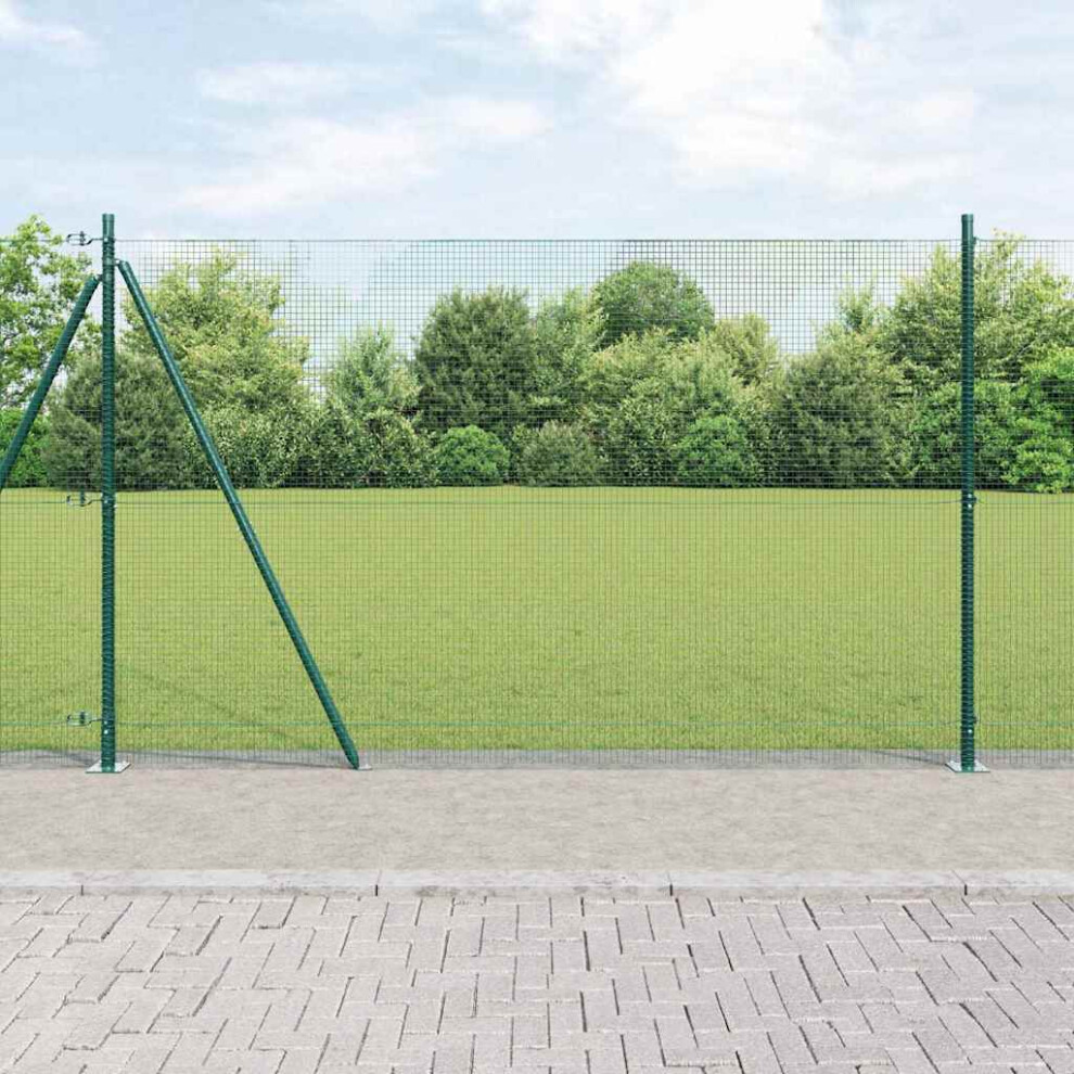 Vidaxl Welded Wire Fence With Concrete Base 10 X 1.6 M Green Mesh