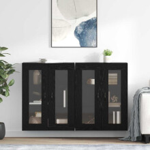 vidaXL Wall Cabinets 2 pcs Black Oak 69.5 x 34 x 90 cm Engineered Wood