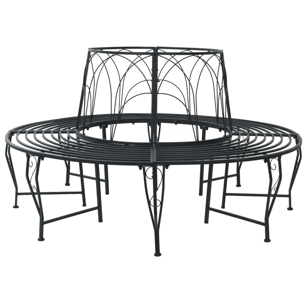 Vidaxl Tree Bench 8-Seater Ø 160 X 89 Cm Steel Black Round