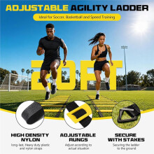2 Pack 20ft Agility Ladder Set, 40ft Total Adjustable Speed Ladder with 12 Cones, 8 Stakes, 1 Carry Bag