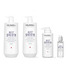 Goldwell Dualsenses Just Smooth Taming Shampoo 1000ml, Conditioner 1000ml, 60sec Treatment 500ml, Oil 100ml