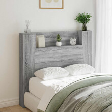 vidaXL Storage Headboard with LED Grey Sonoma Engineered Wood