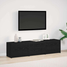 vidaXL TV Cabinet with LED Black Oak 165 x 34 x 40 cm Engineered Wood