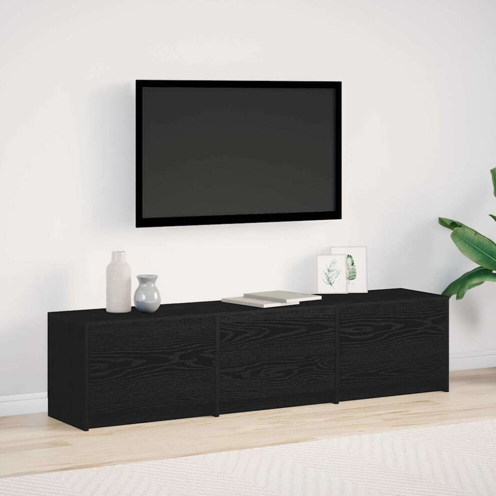 Vidaxl Tv Cabinet With Led Black Oak 165 X 34 X 40 Cm Engineered Wood