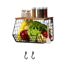 Cesta de cocina para frutas y verduras de pared sólida 30x20x21,5 cm negro — organizador cocina metal