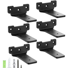 Wandregalhalterung Metallisch Stabil Robust Set 6 Stück Schwarz 10 cm — halter für wandregale, set mit 6 haltern, metallhalter 10 cm