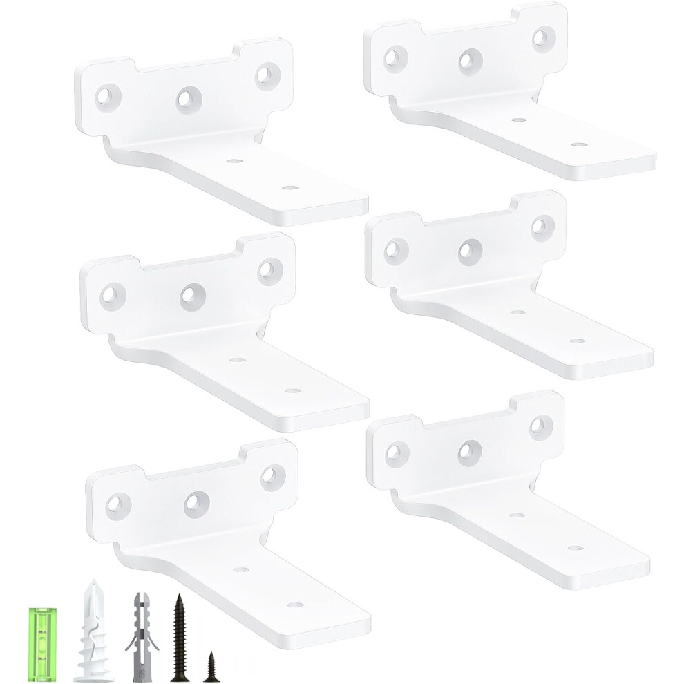 Wall Shelf Brackets Metal Sturdy Set Of 6 White 10 Cm Â Wall Shelf Brackets, Set Of 6 Brackets, Hidden Shelf Brackets, White Metal Brackets 5902362868470