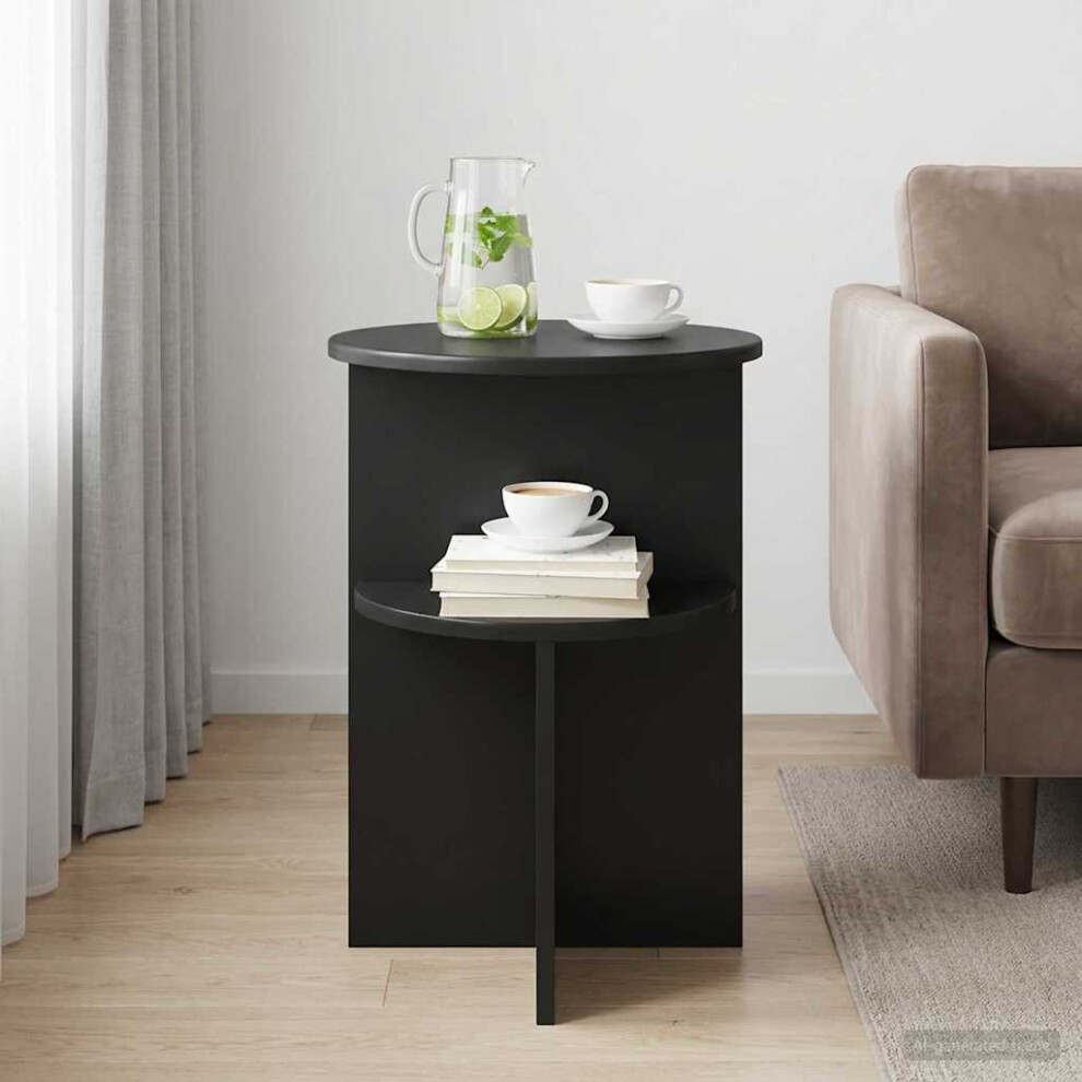 Vidaxl Side Table Black Oak Ø 39.5 X 55 Cm Engineered Wood