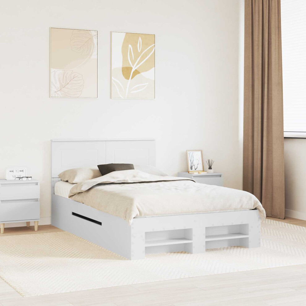 Vidaxl Bed Frame With Headboard White 137 X 203 Cm Engineered Wood