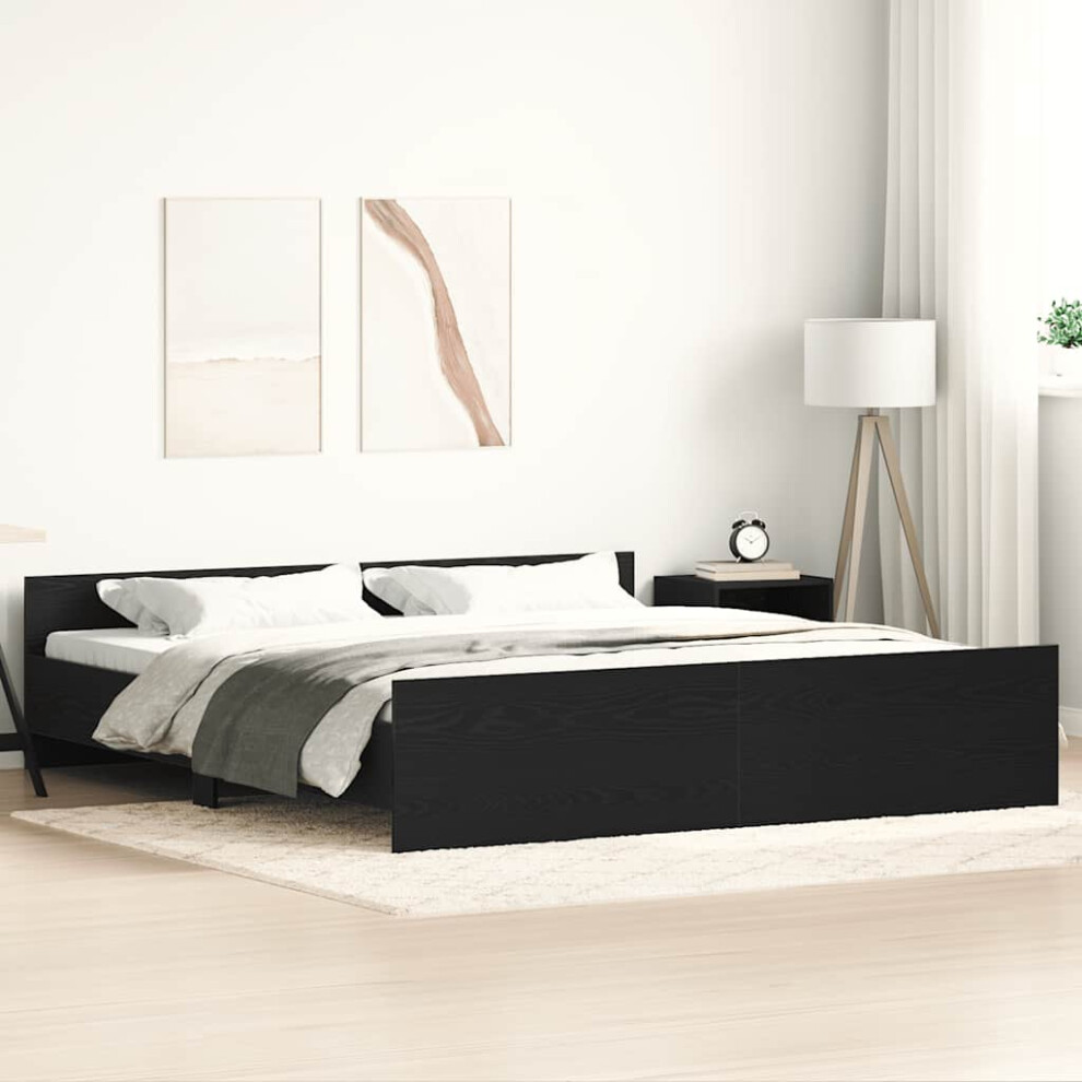Vidaxl Bed Frame Without Mattress Black Oak 180X200 Cm Engineered Wood