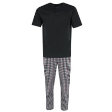 Ten West Apparel Men's Henley Short Sleeve and Plaid Pyjama Pant Set