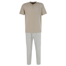 Ten West Apparel Men's Henley Short Sleeve and Plaid Pyjama Pant Set