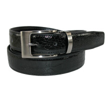 CTM Leather Croc Print Dress Belt with Clamp On Buckle
