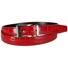 CTM Leather Croc Print Dress Belt with Clamp On Buckle