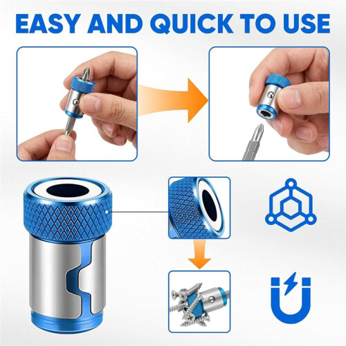 6PCS Universal Magnetic Screwdriver Ring Set, 1/4 Inch Hex Screw Magnetizer for Power Bits 2