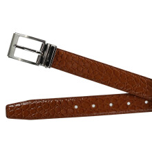 CTM Big & Tall Leather Croc Print Dress Belt with Clamp On Buckle