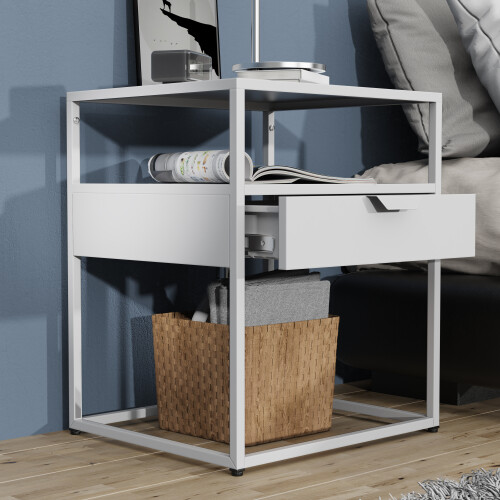 (Matt, Modern/Contemporary) Metal bedside table side table Flokas M 2