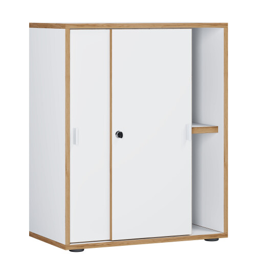 (Chipboard, Black) Office cabinet sliding doors Salia 2-fold B60 1