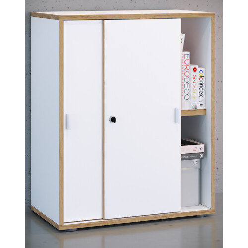 (Chipboard, Black) Office cabinet sliding doors Salia 2-fold B60 2