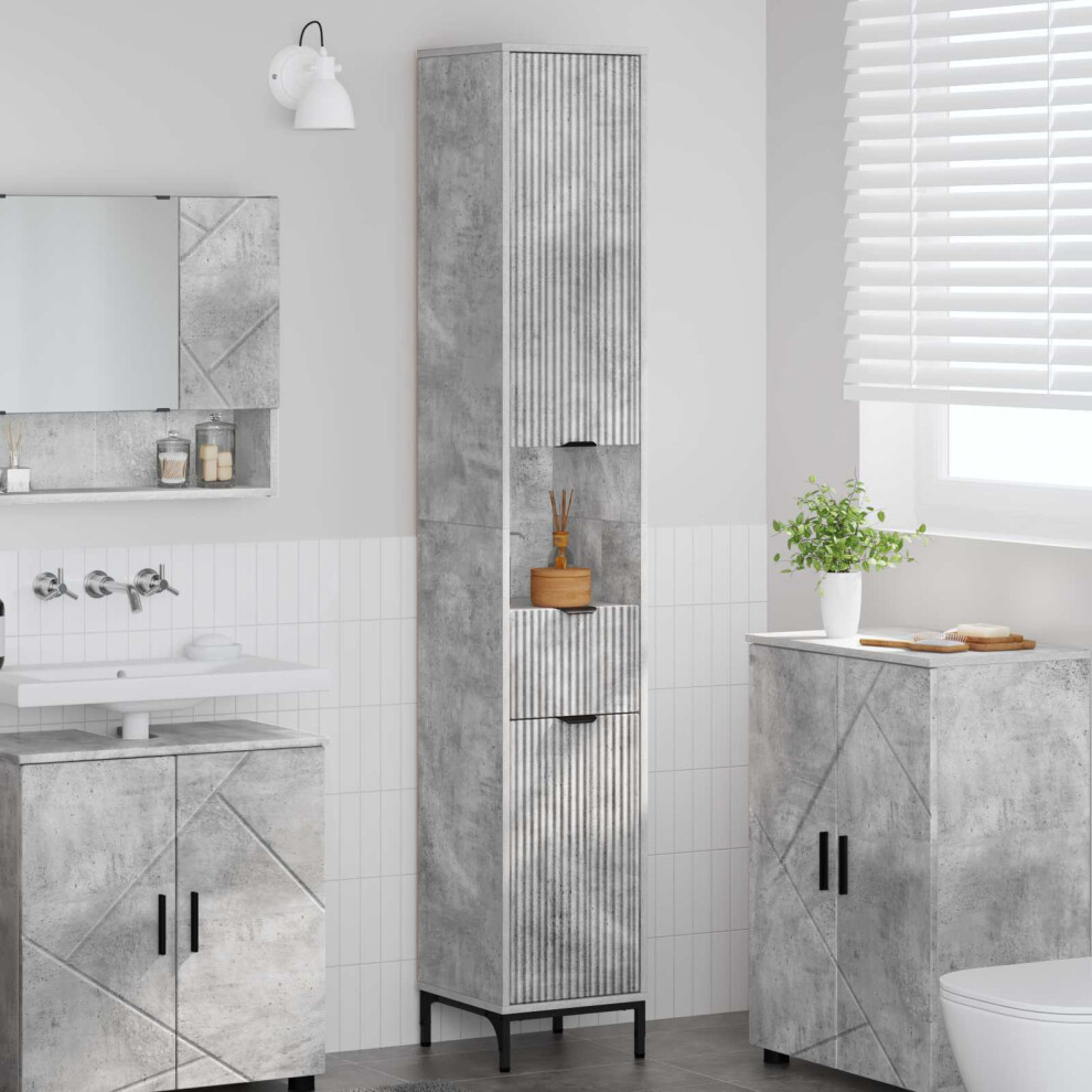 Vidaxl Bathroom Cabinet With Drawer Concrete Grey 31.5 X 33 X 190 Cm