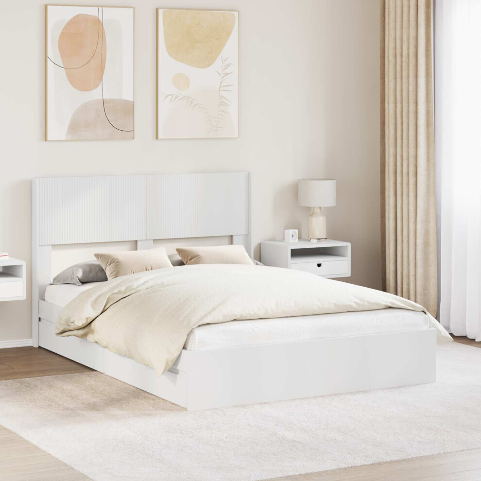 Vidaxl Bed Frame With Storage And Headboard White 160 X 200 Cm