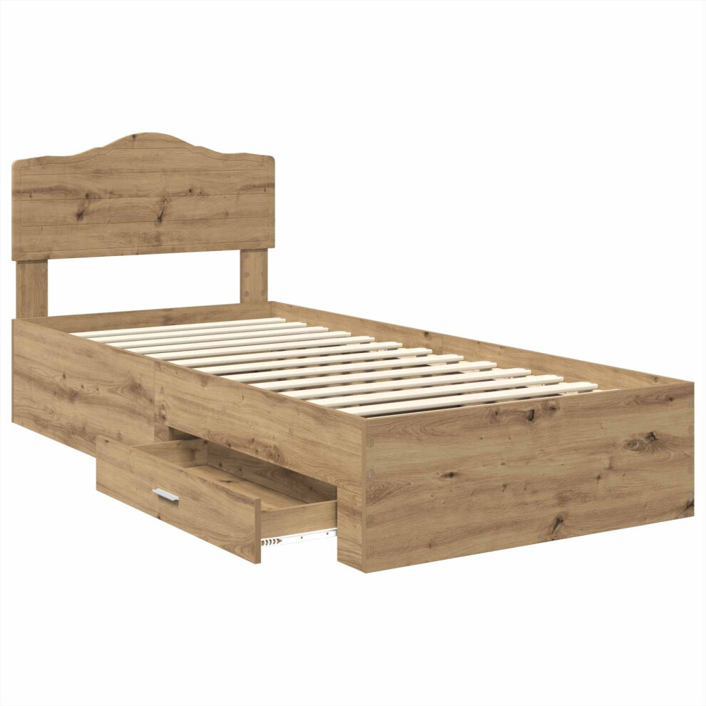 Vidaxl Bed Frame With Drawer Artisan Oak 90 X 200 Cm Engineered Wood