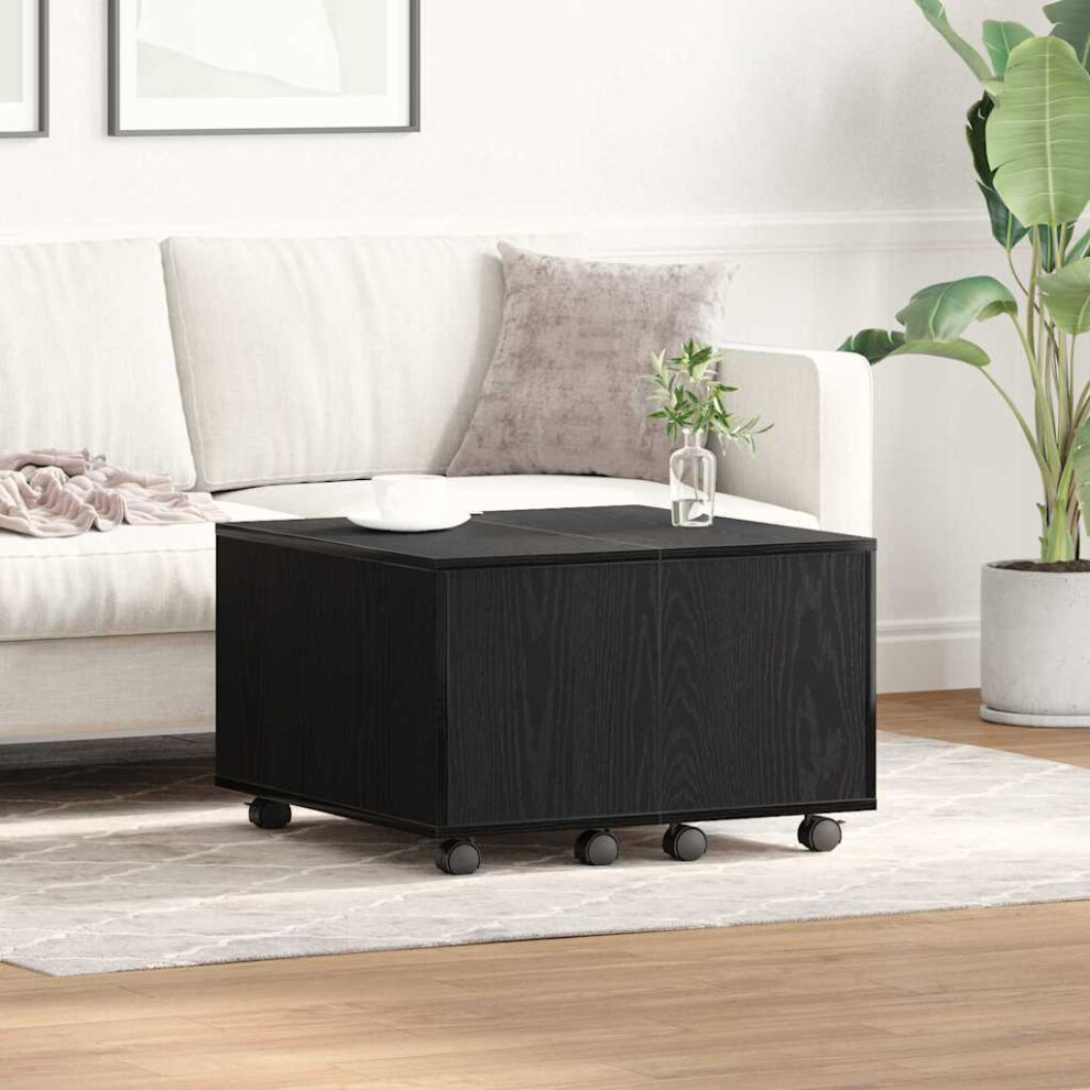 Vidaxl Coffee Table Black Oak 60 X 60 X 38 Cm Engineered Wood