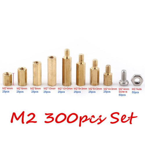 600X Brass M2 Hex Column Standoff Support Spacer Screw Nut Assortment Kit 2