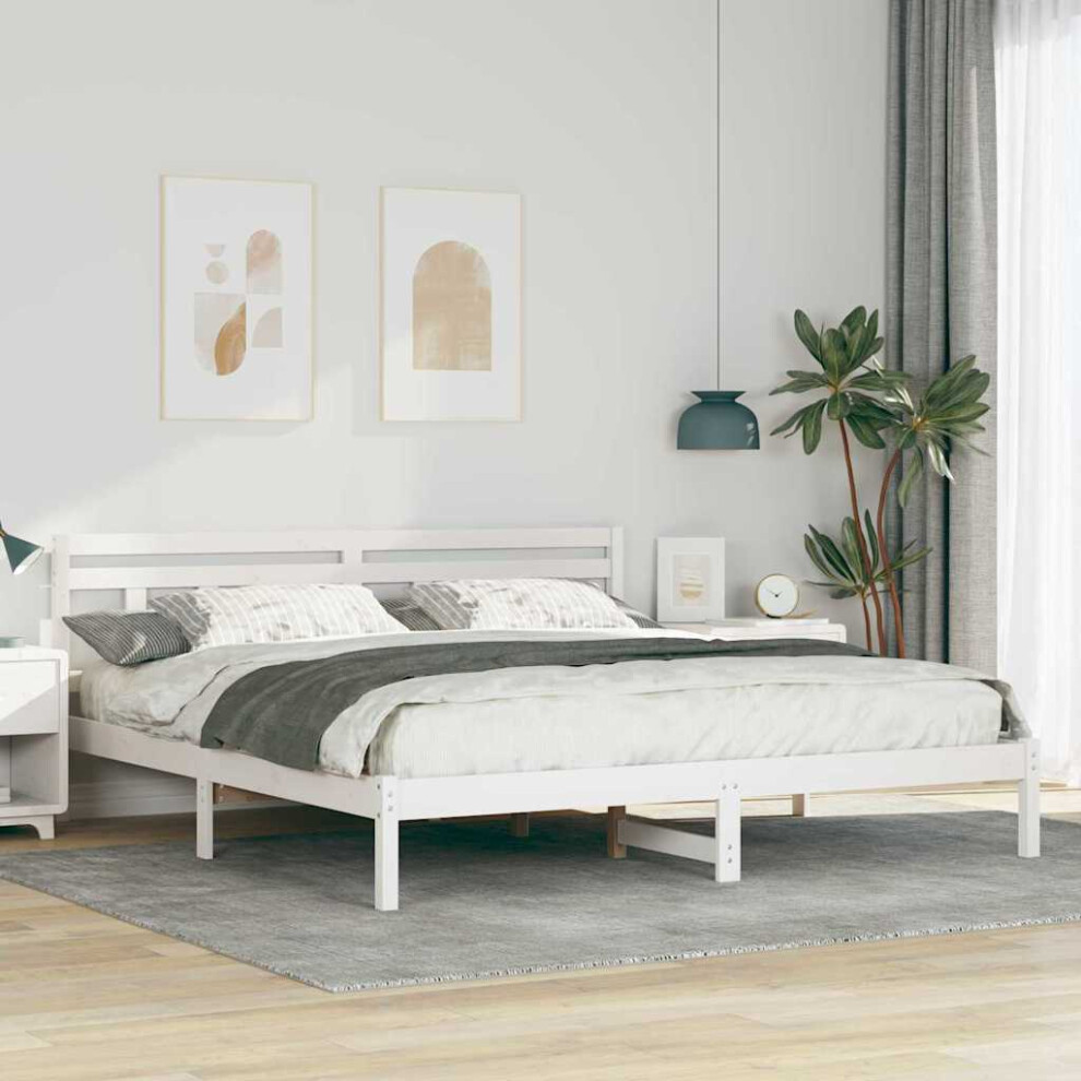 Vidaxl Bed Frame White 200 X 200 Cm Solid Pine Wood