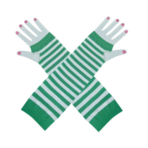 Een Paar St Patricks Day Gestreepte Lange Handschoenen Wit 2