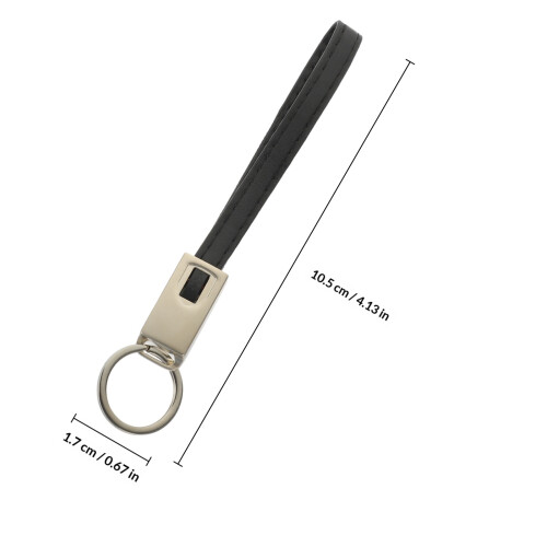 Lederen -in- Oplaadkabel Sleutelhanger Type-C Zwart 1