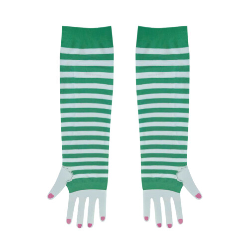Een Paar St Patricks Day Gestreepte Lange Handschoenen Wit