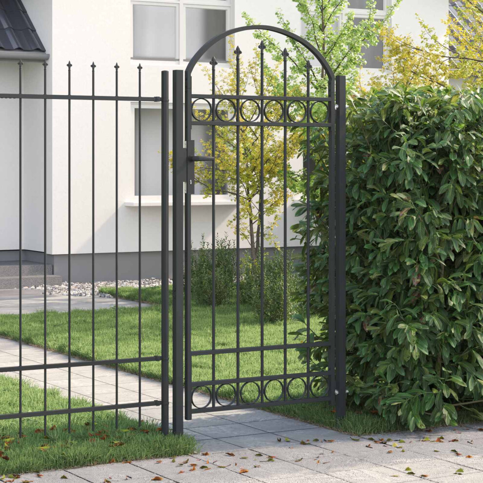 Vidaxl Fence Gate Assen 100 X 195 Cm Powder-Coated Steel Grey Lockable