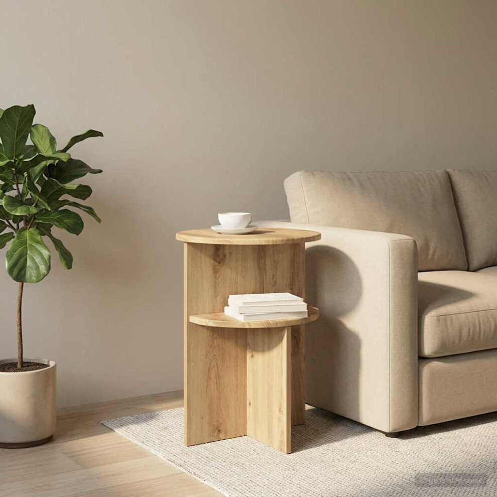 Vidaxl Side Table Artisan Oak Ø 39.5 X 55 Cm Engineered Wood