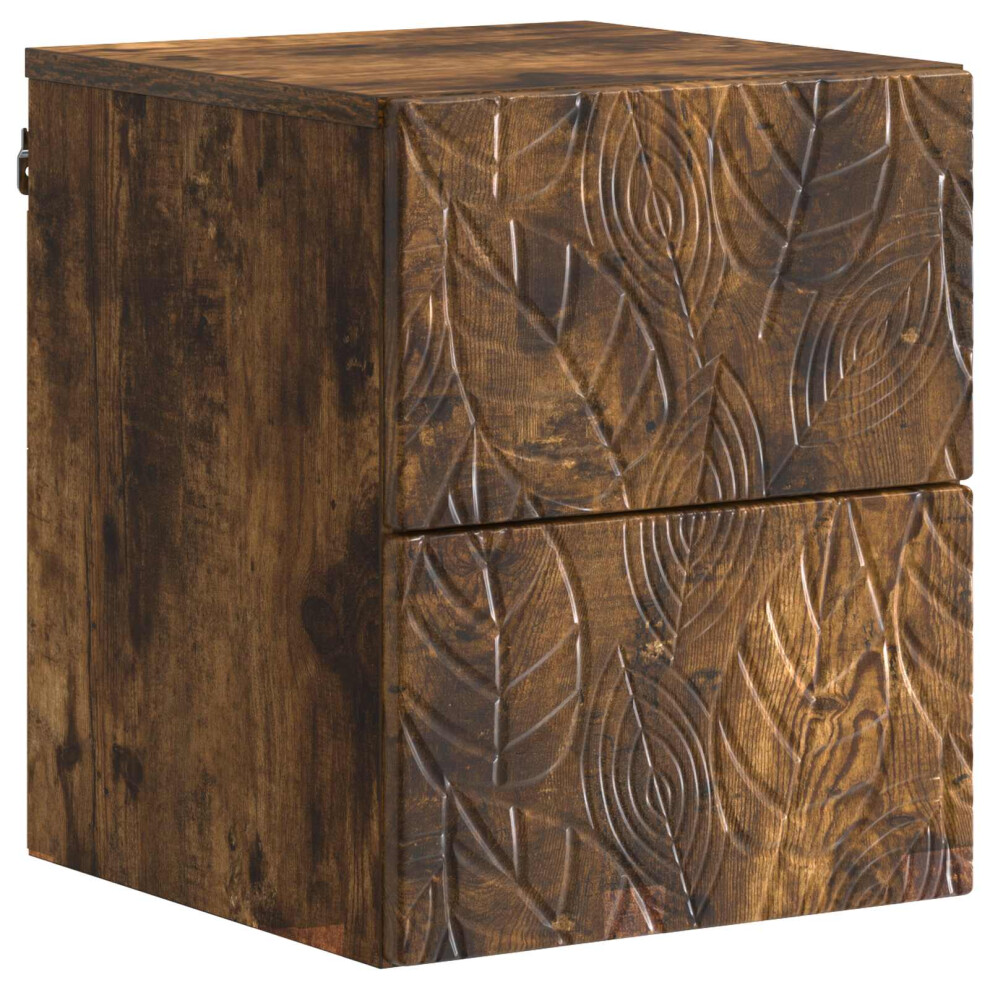 Vidaxl Wall-Mounted Bedside Cabinet Smoked Oak 34.5 X 33 X 40 Cm