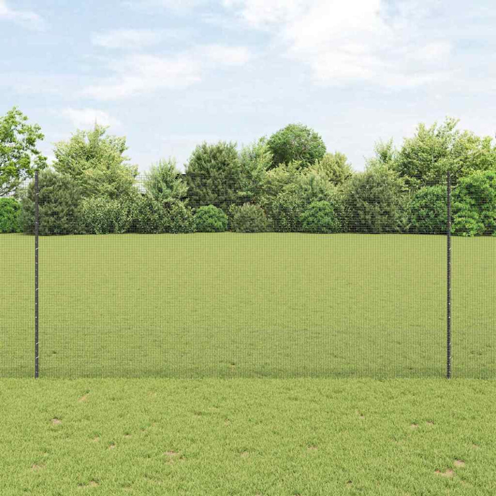 Vidaxl Welded Wire Fence With Post 25 X 1.6 M Pvc-Coated Steel Grey