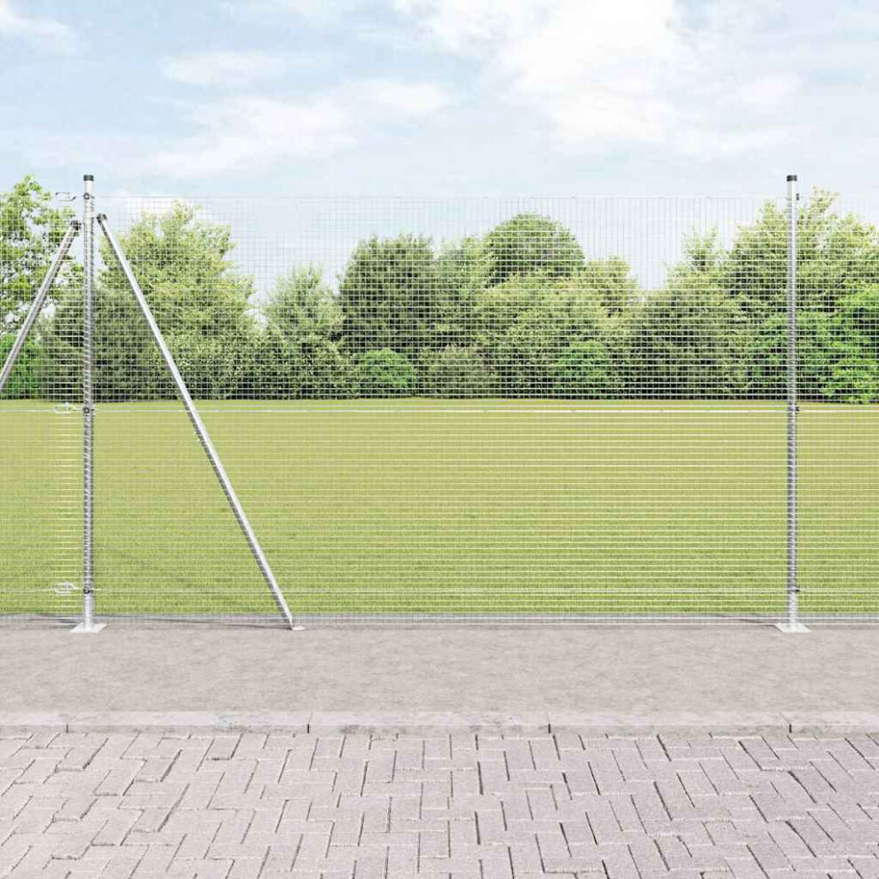 Vidaxl Welded Wire Fence With Concrete Base 50 X 1.5 M Silver Mesh