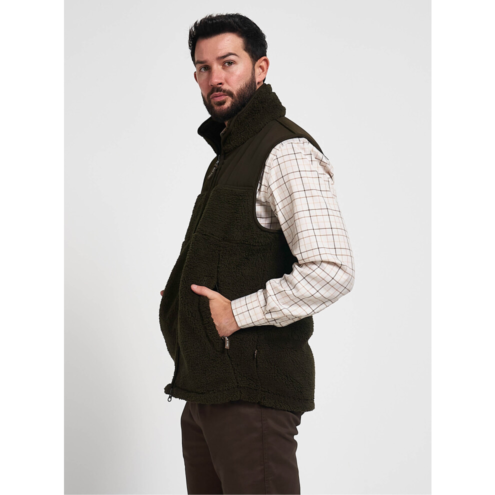 Jack Pyke Men's Dark Olive Sherpa Fleece Sleeveless Gilet Xxl