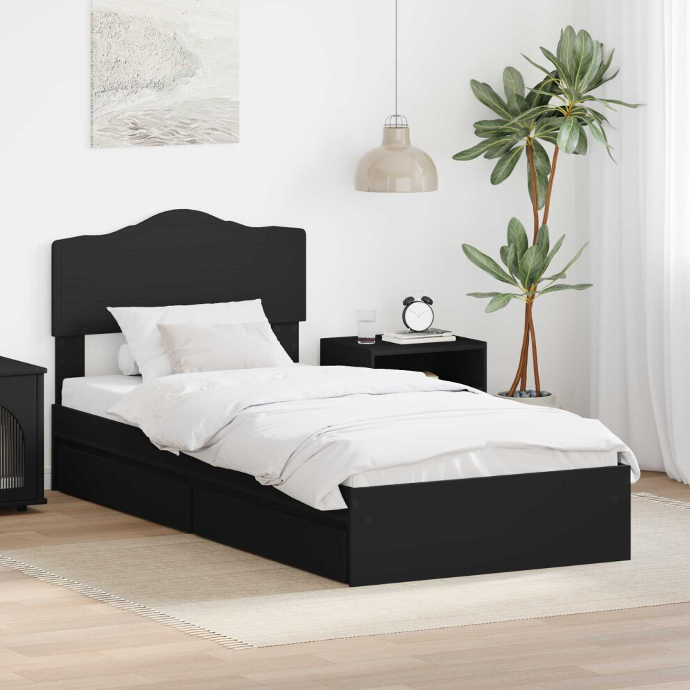 Vidaxl Storage Bed With Headboard Black 70 X 190 Cm Engineered Wood