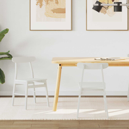 VidaXL vidaXL Dining Chair 2 pcs White 43 x 44.5 x 77 cm Solid Rubber Wood