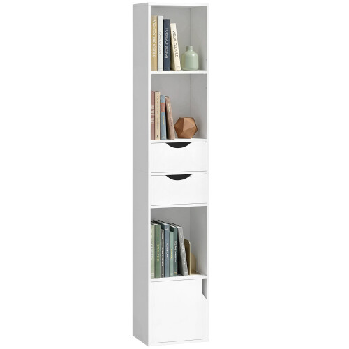 Homcom (White) HOMCOM Bookcase with Drawers Adjustable Shelf 158 cm 1