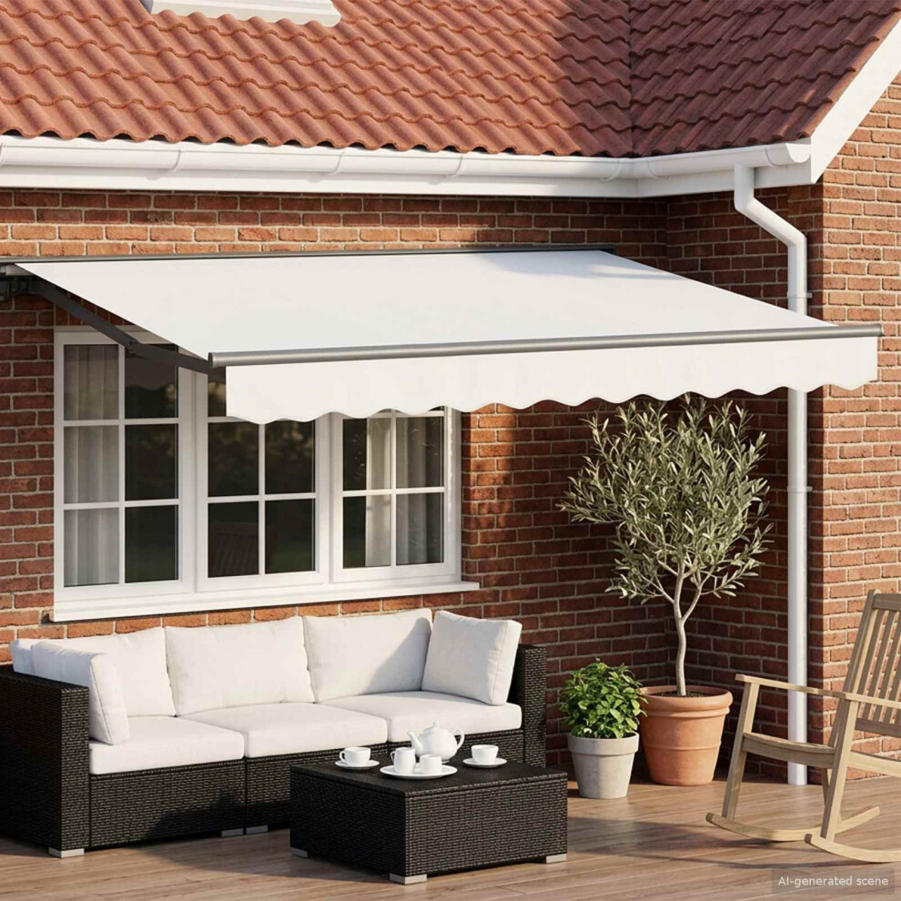 Vidaxl Electric Retractable Awning White And Anthracite 3.5 X 2.5 M